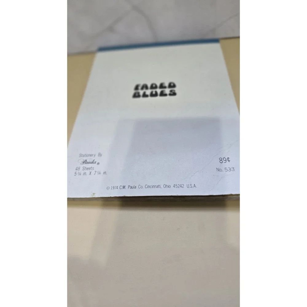 Stationary Note Pad Faded Blue By Paula Co. 1974 Great Condition